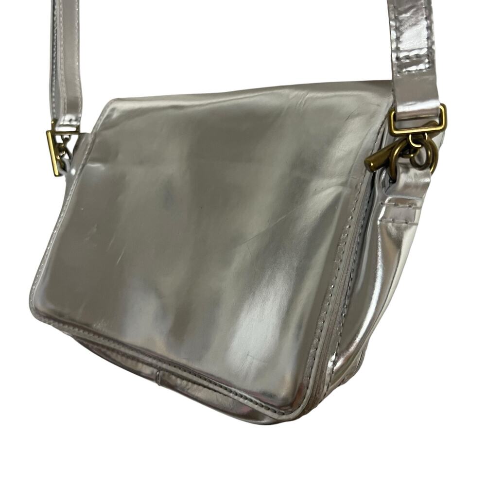 Madewell Metallic Silver Leather Flap Crossbody Bag - Picture 6 of 9